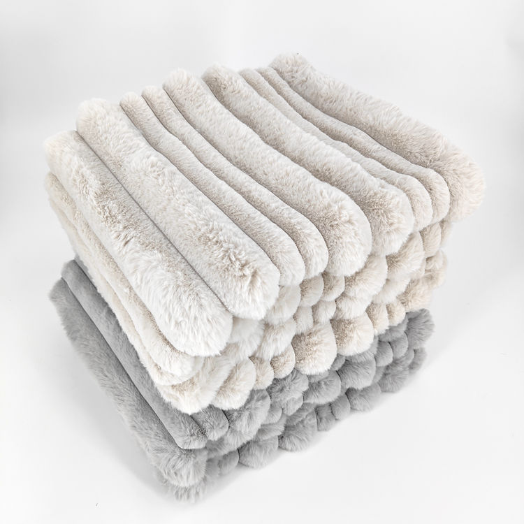 Ribbed Faux Rabbit Fur Throw